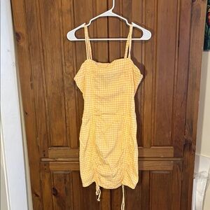 Wild Fable Women’s Yellow Spaghetti Strap Gingham Print Dress Size Large